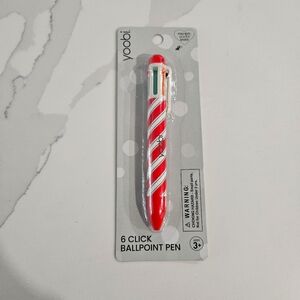 Yoobi Red and White 6 Click Ballpoint Pen Christmas Pen Holiday Pen Festive Pen
